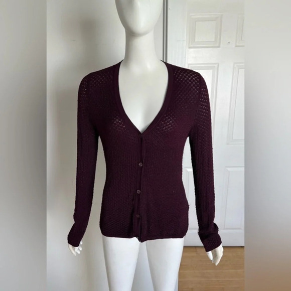 Sophie Theallet for The Limited Women Red Wine Long Sleeves Buttoned Cardigan XL - Picture 1 of 7